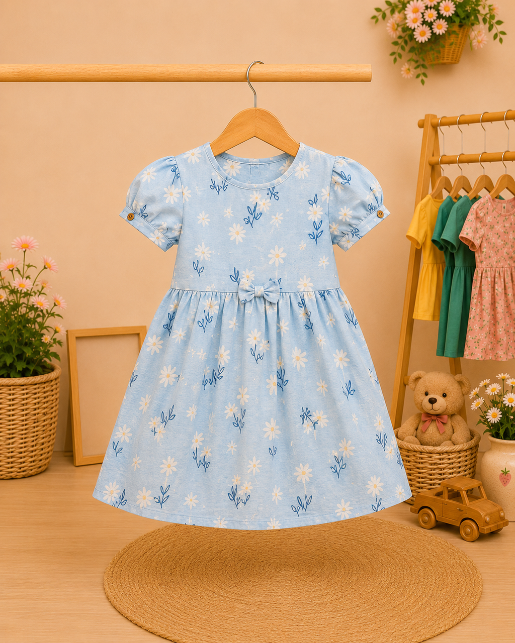 💙 Blue Floral Cotton Dress