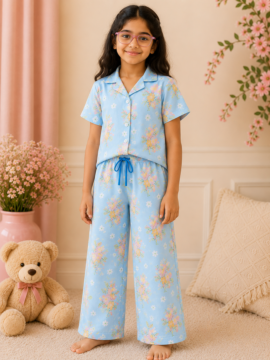 🌸 Floral Cotton Night Suit Set