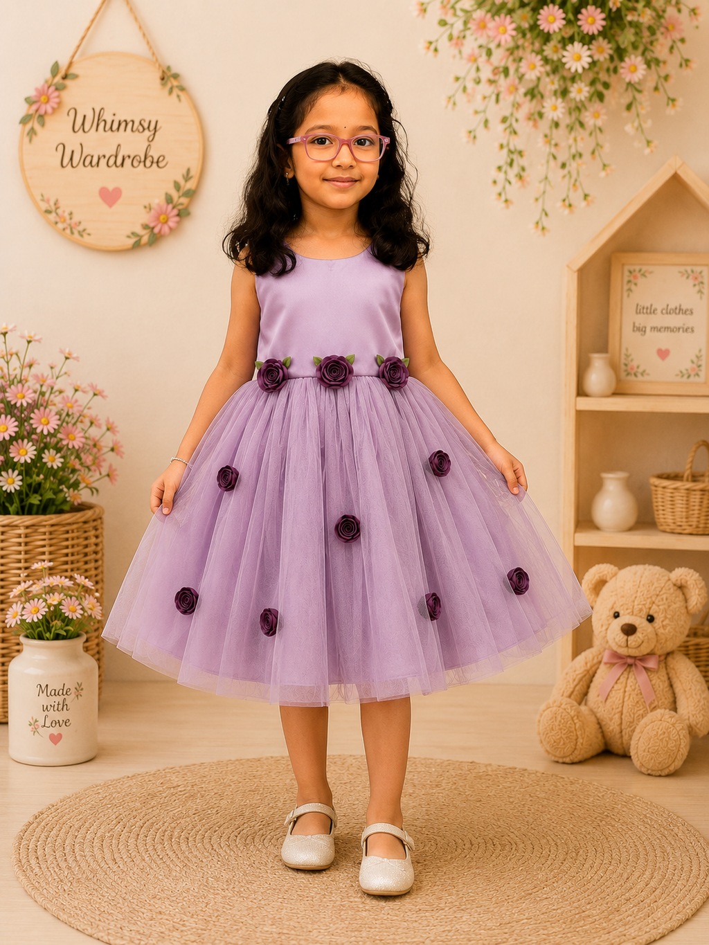 Lavender Floral Party Dress