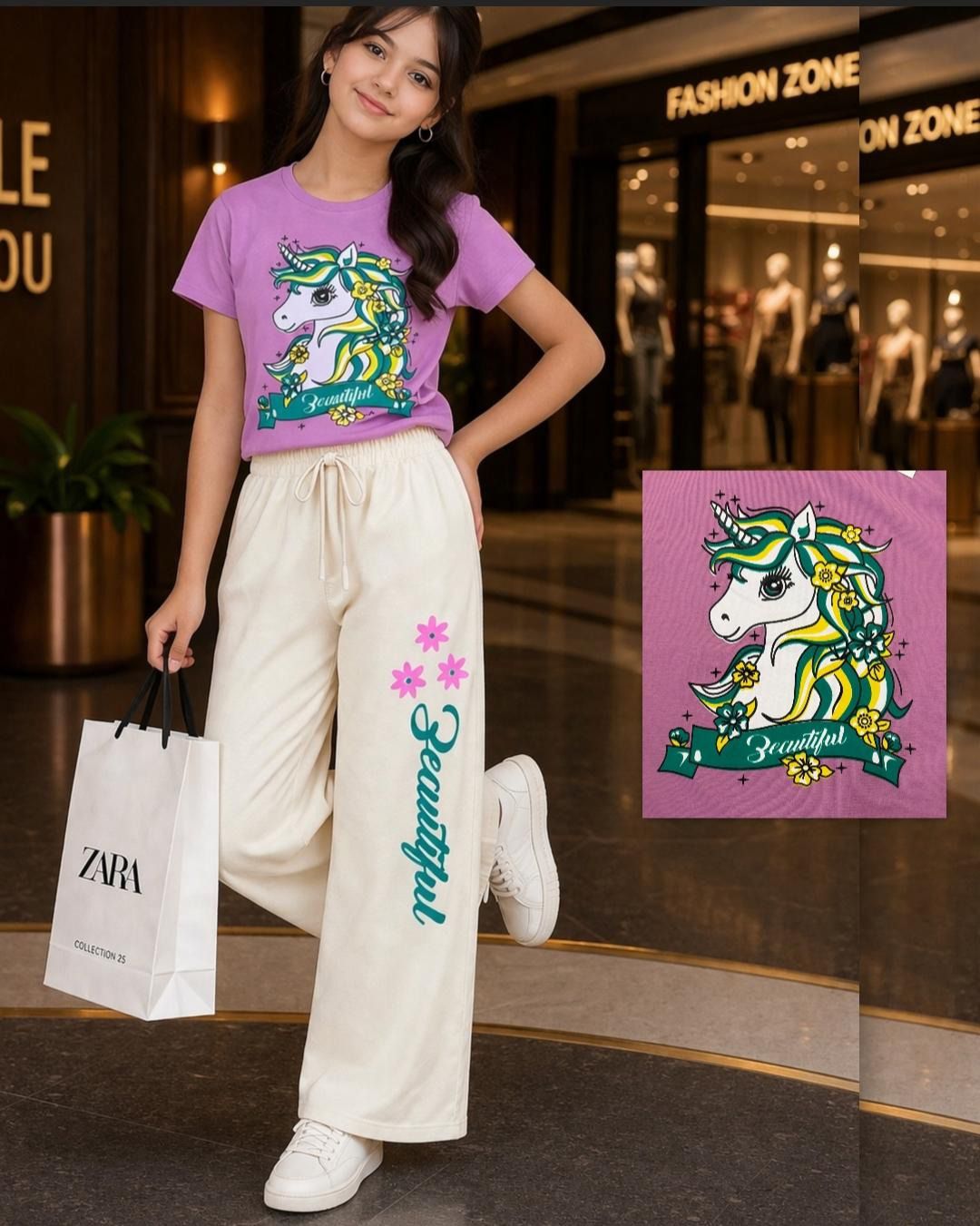 Unicorn Graphic Girls Co-ord Set