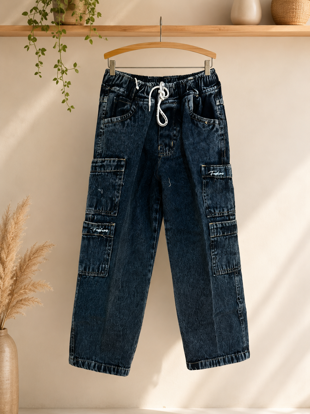 Black Acid-Wash Cargo Jeans 🖤