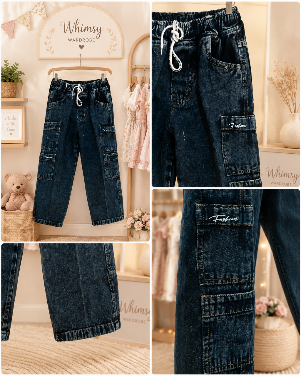 Black Acid-Wash Cargo Jeans 🖤