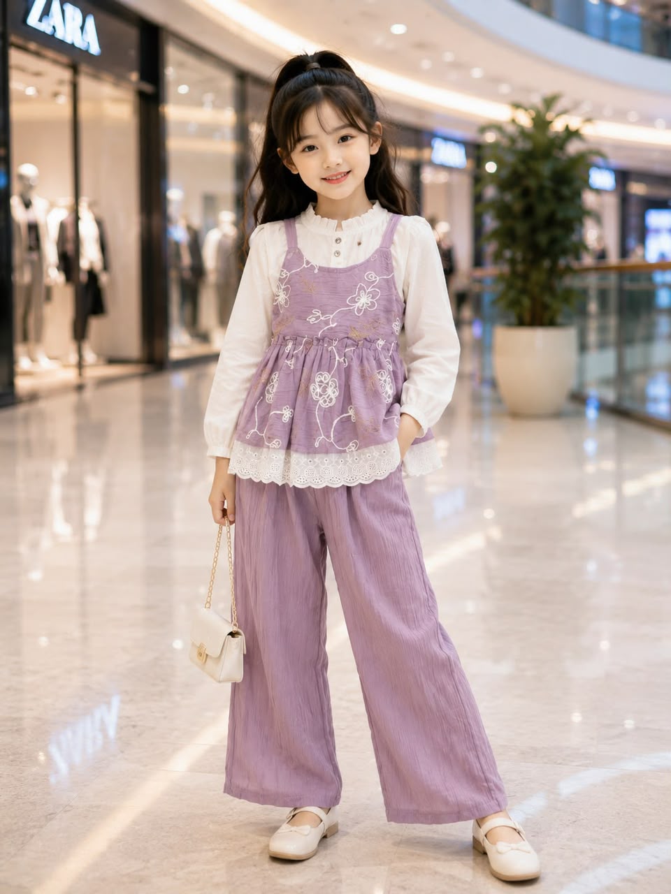 Purple Floral 2 Piece Girls Outfit