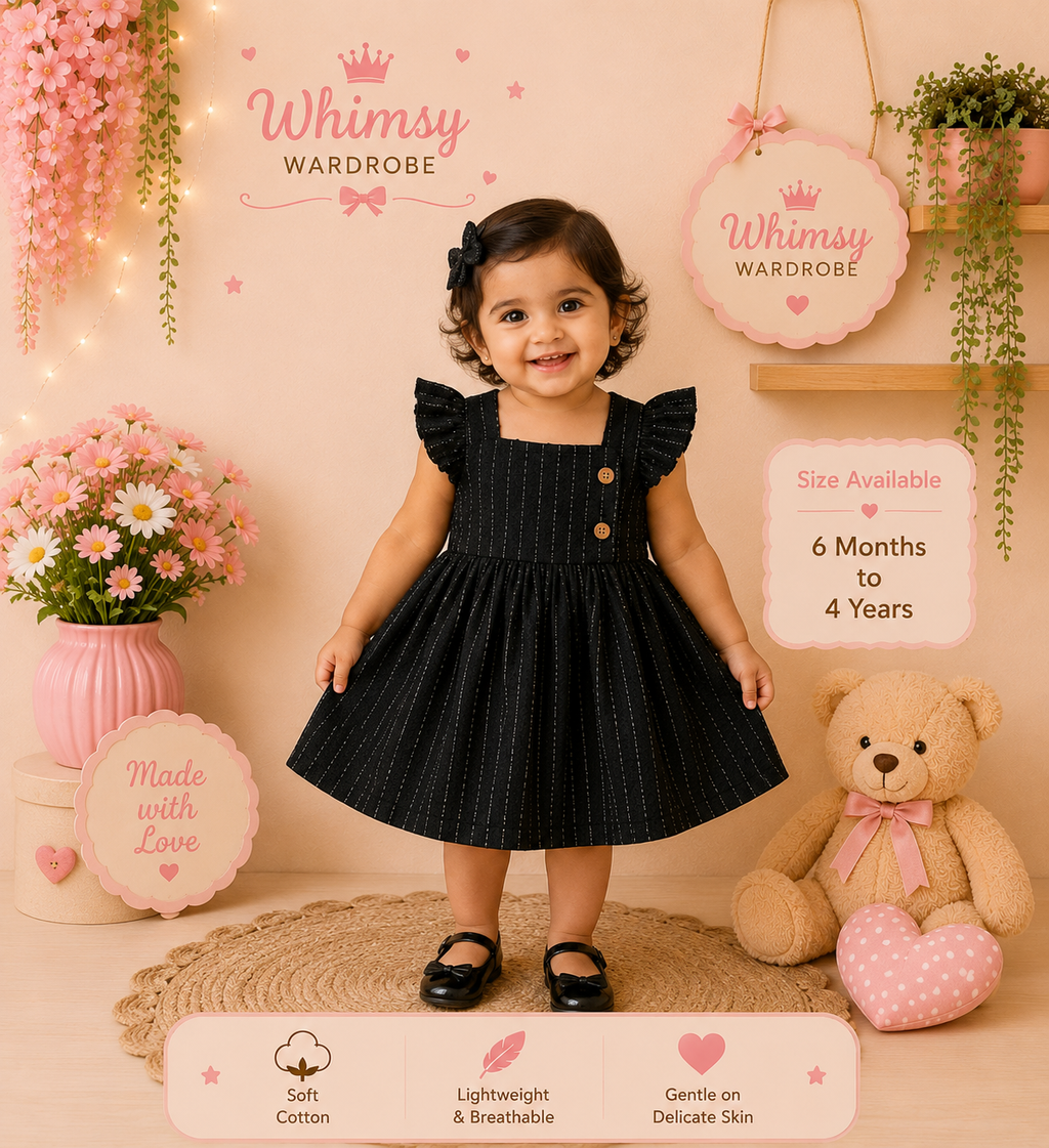 🖤 Elegant Black Cotton Dress