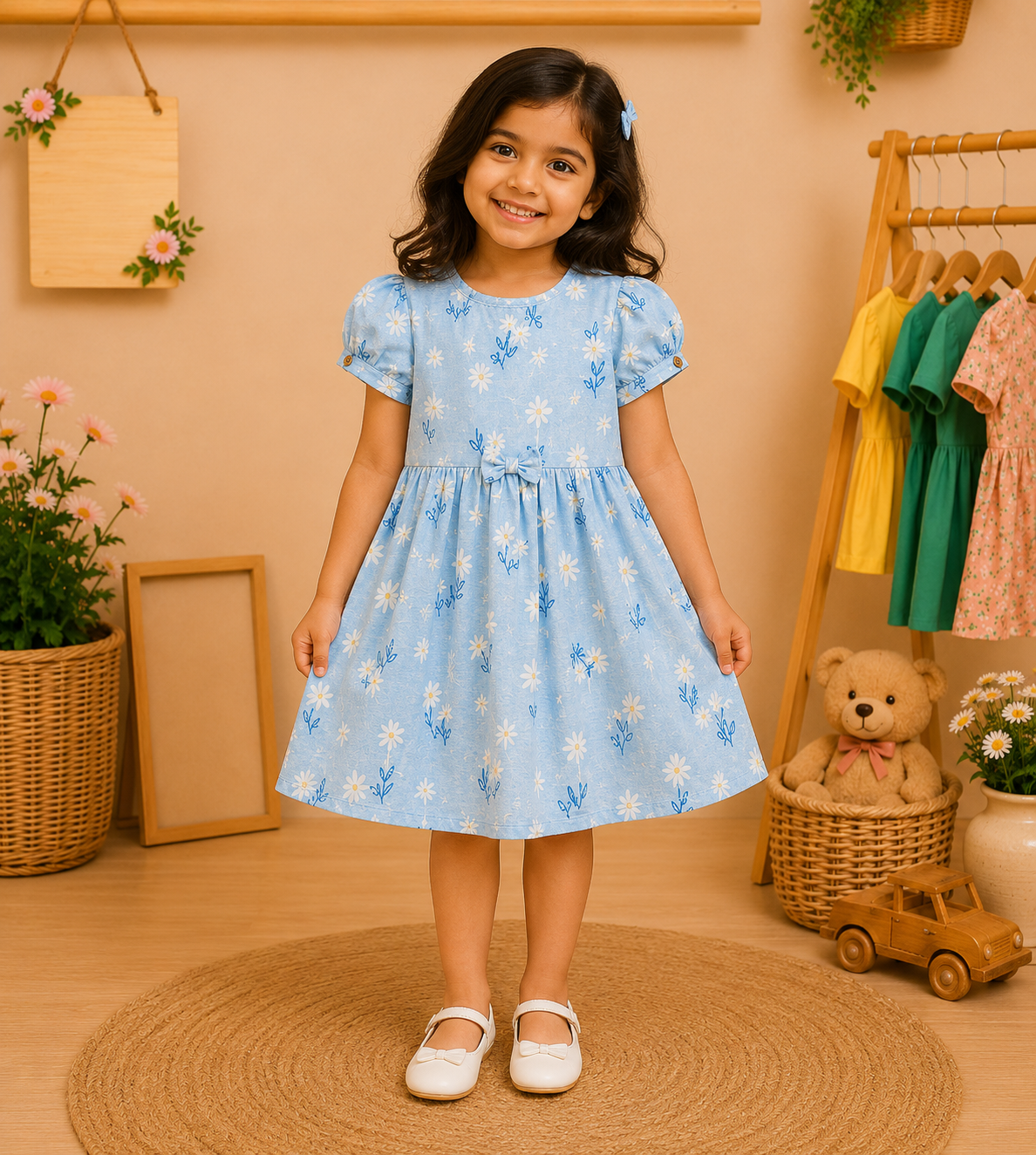 💙 Blue Floral Cotton Dress
