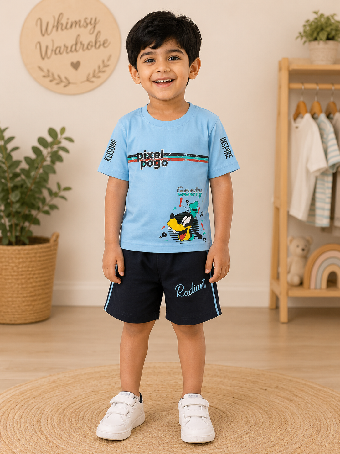 Cool Blue Graphic T-Shirt & Shorts Set 💙