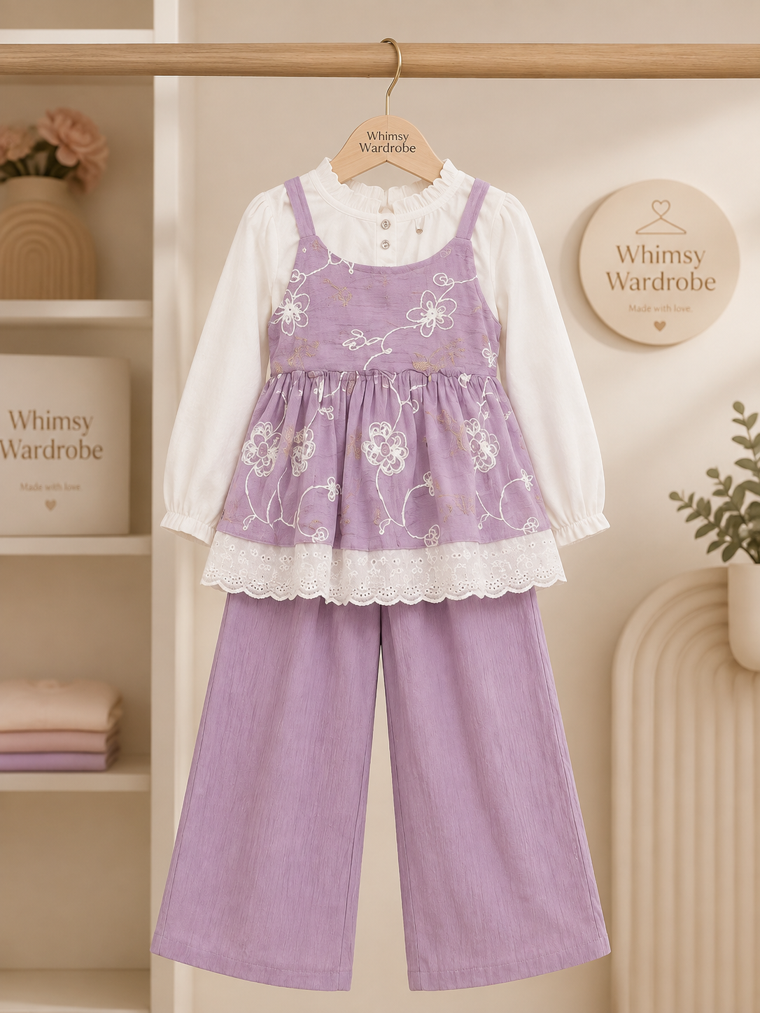 Purple Floral 2 Piece Girls Outfit