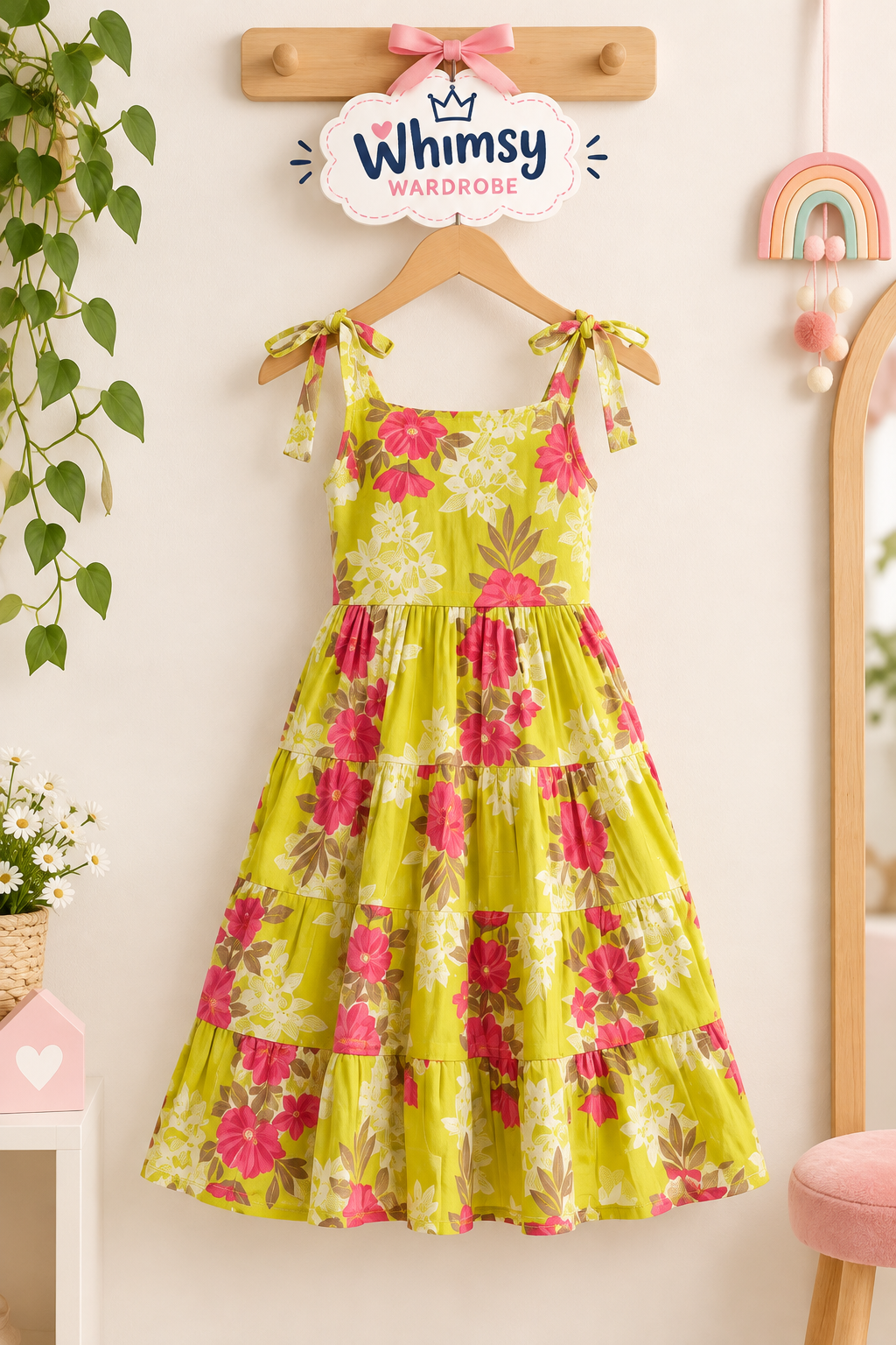 Sunshine Bloom Floral Dress 🌸💚 | Whimsy Wardrobe
