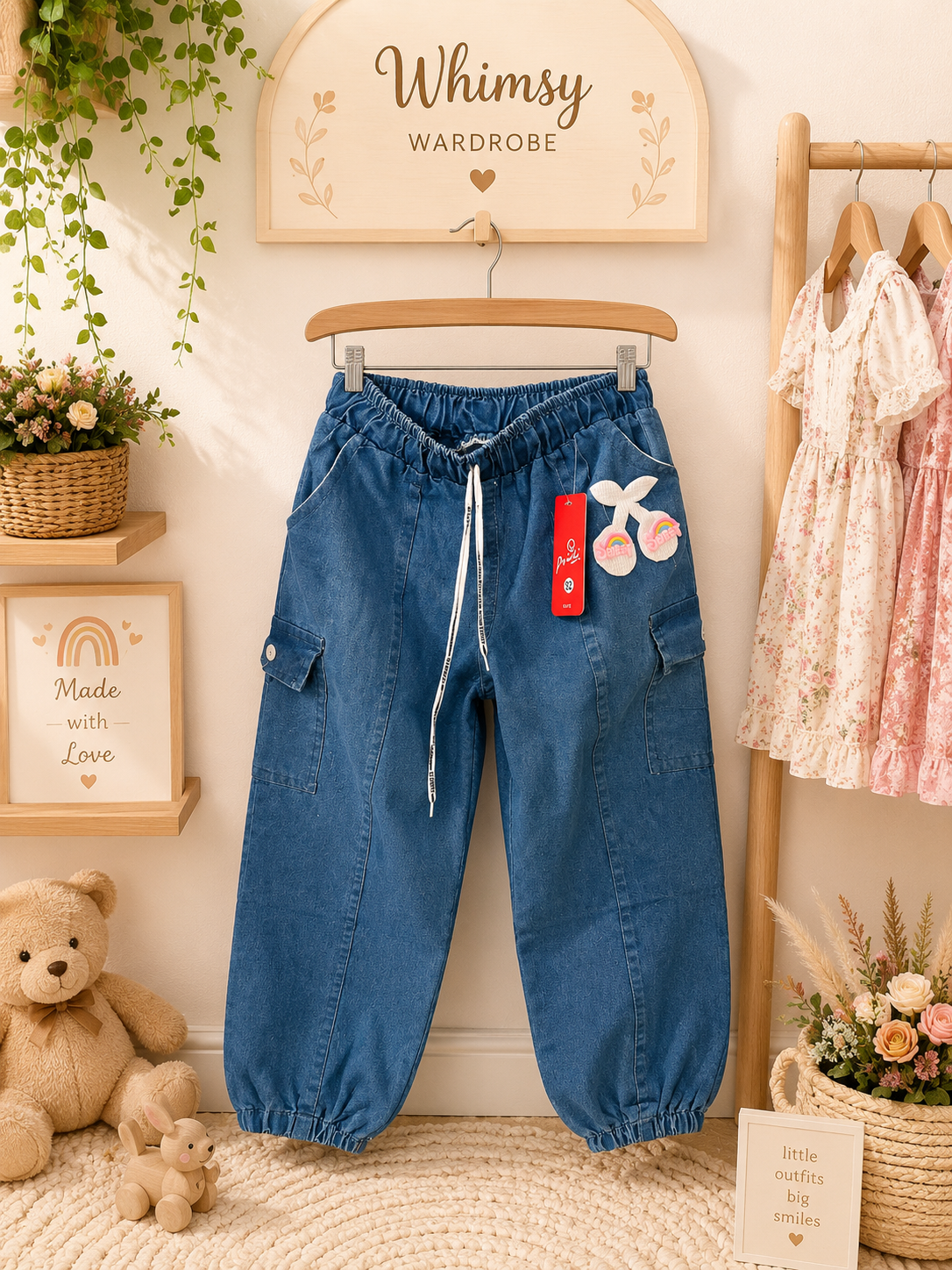 Blue Denim Cargo Jogger Pants 👖💙