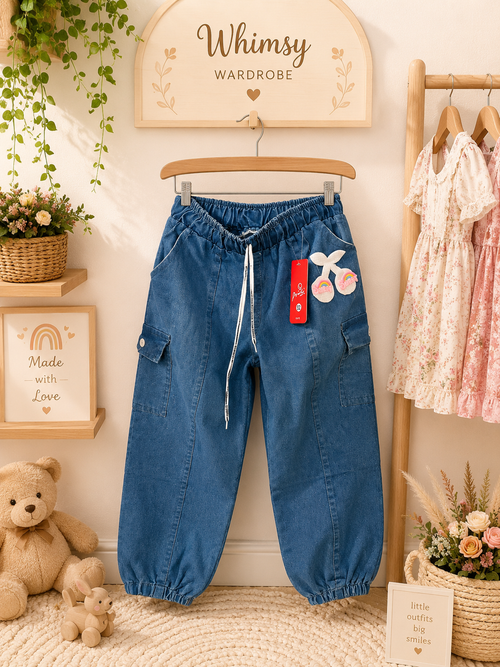 Blue Denim Cargo Jogger Pants 👖💙