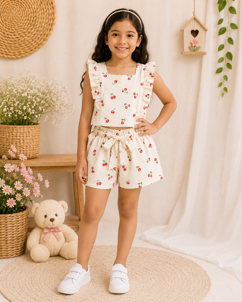 🍒 Cherry Print Co-ord Set 🍒 - Beige