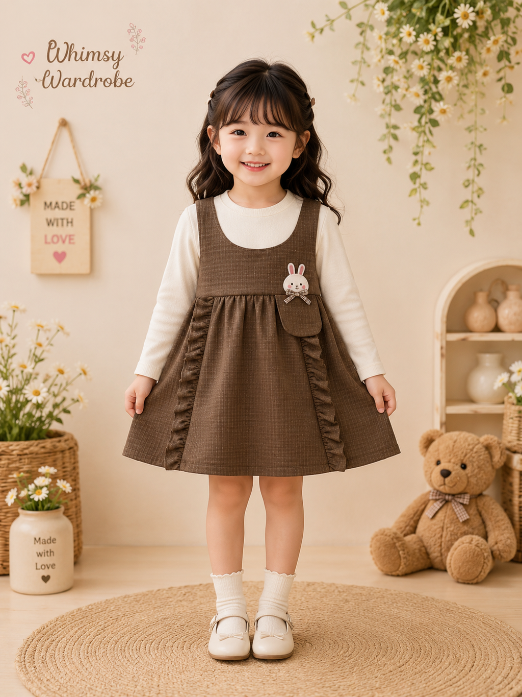 Korean Style Imported Cotton Dress  – Brown