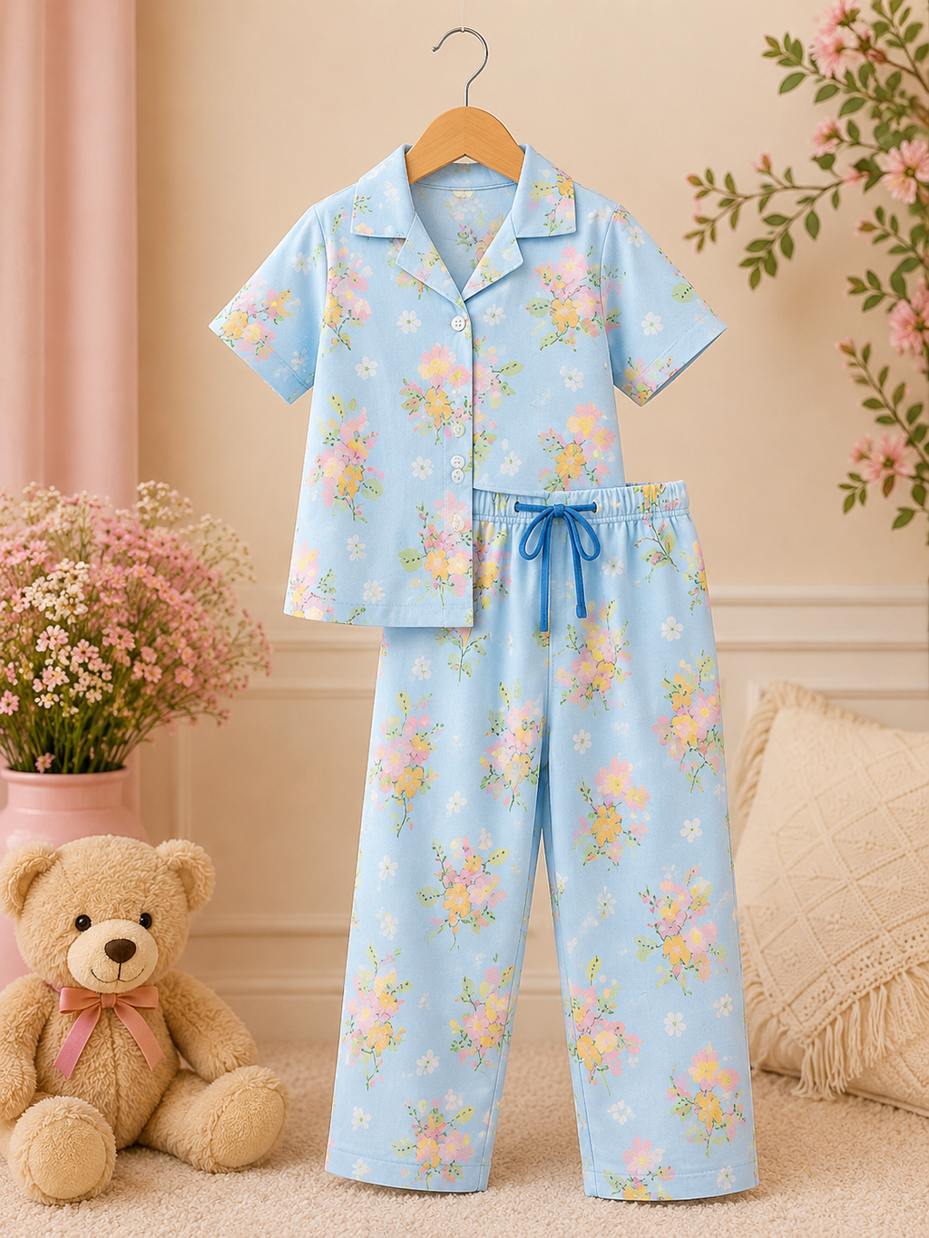 🌸 Floral Cotton Night Suit Set