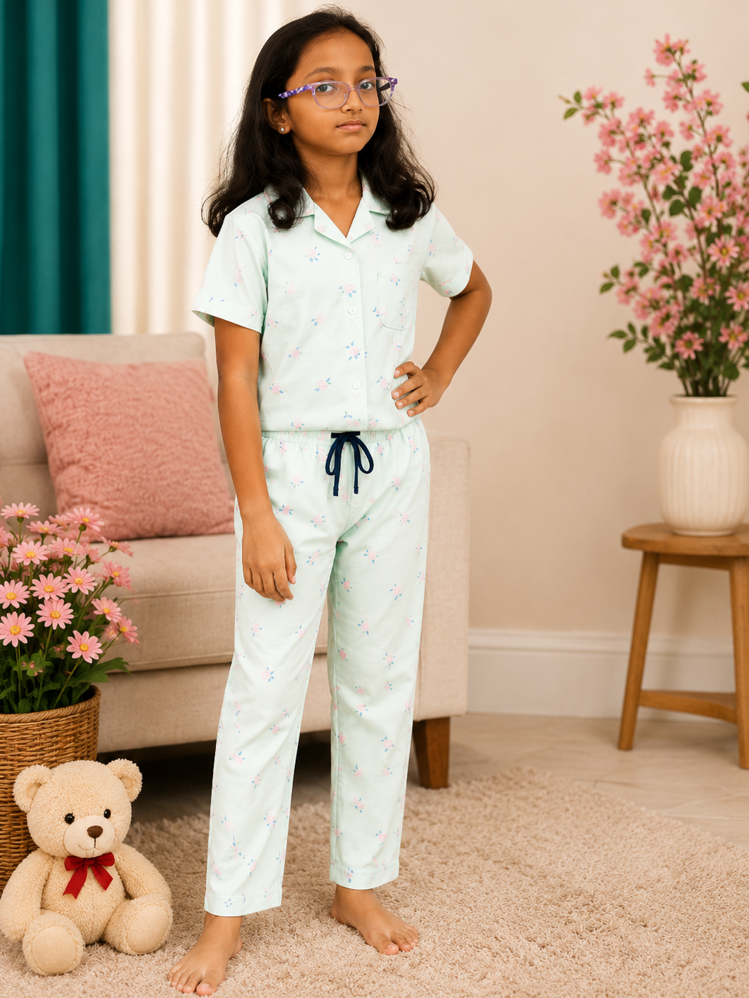 Floral Cotton Night Suit Set