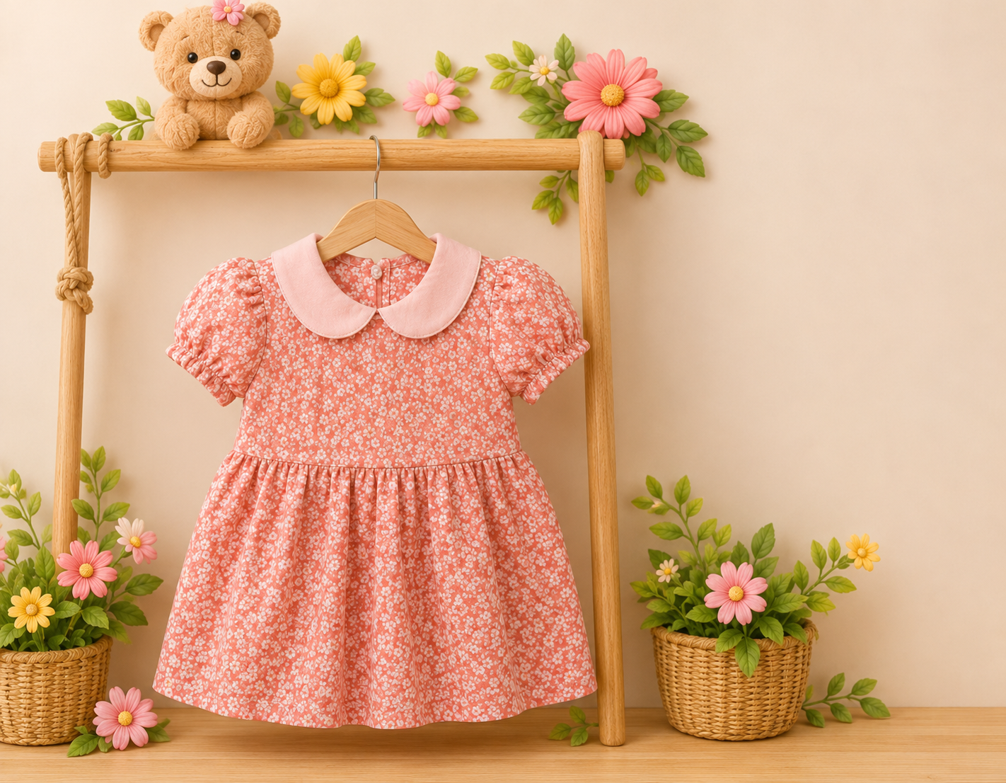 Rosy Bloom Cotton Dress
