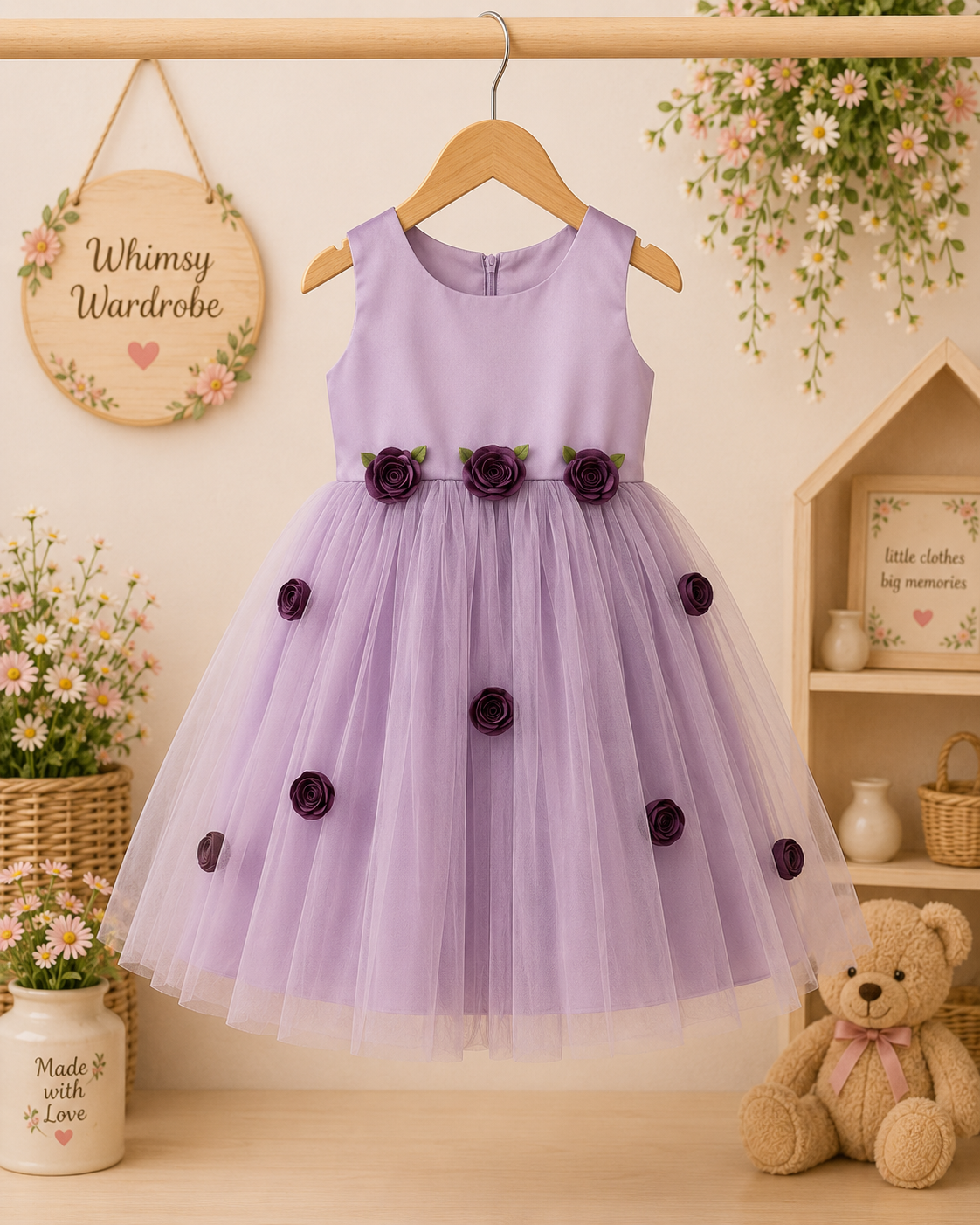 Lavender Floral Party Dress
