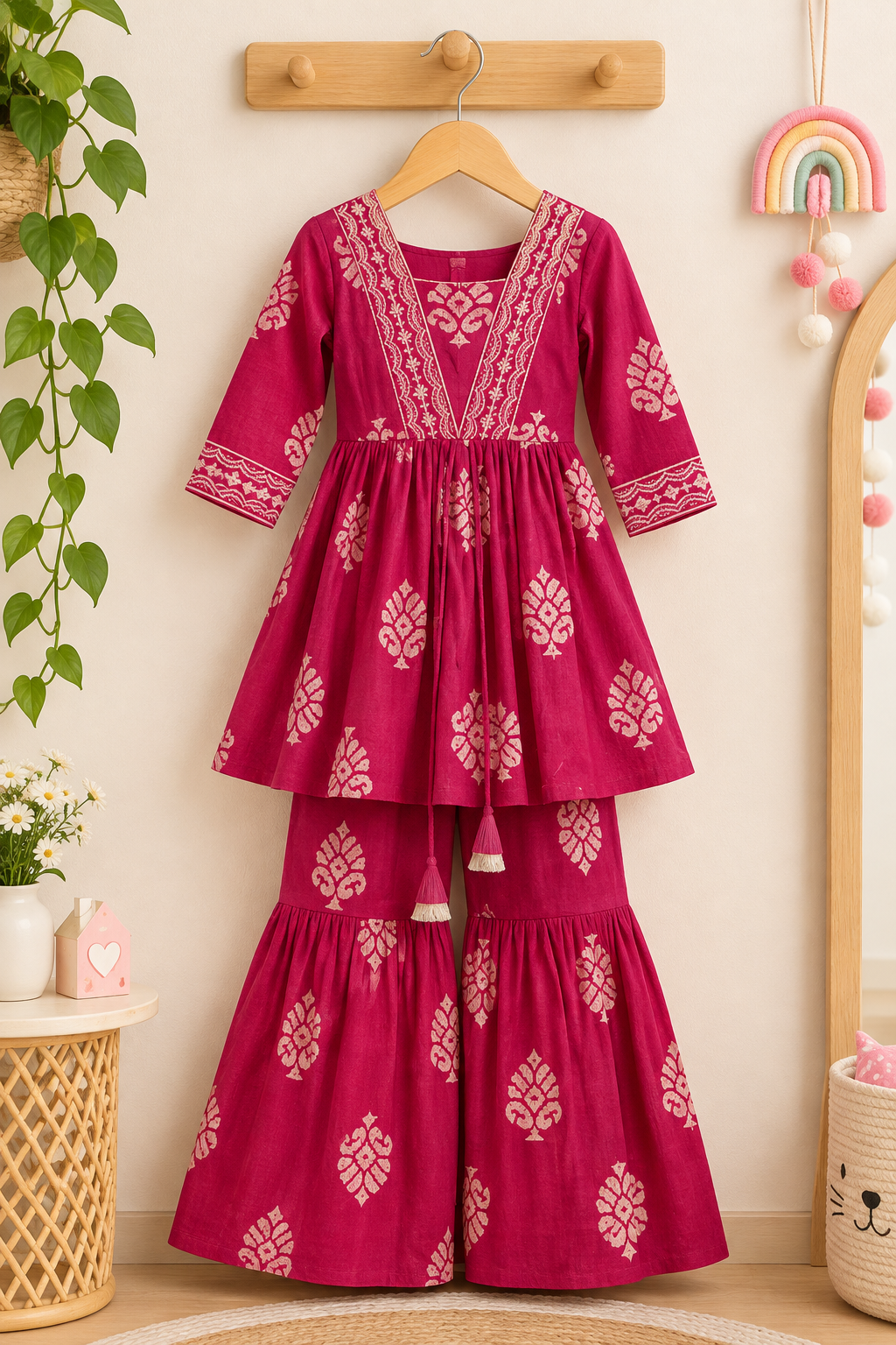 Pretty in Pink – Floral Dhaba Print Sharara Set 💖✨ | Whimsy Wardrobe