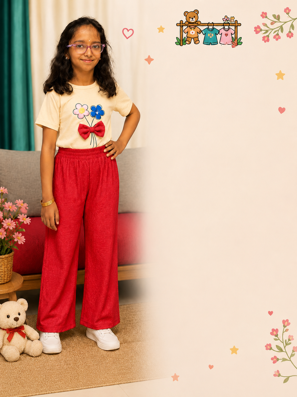 Red Floral Bow Co-ord Set