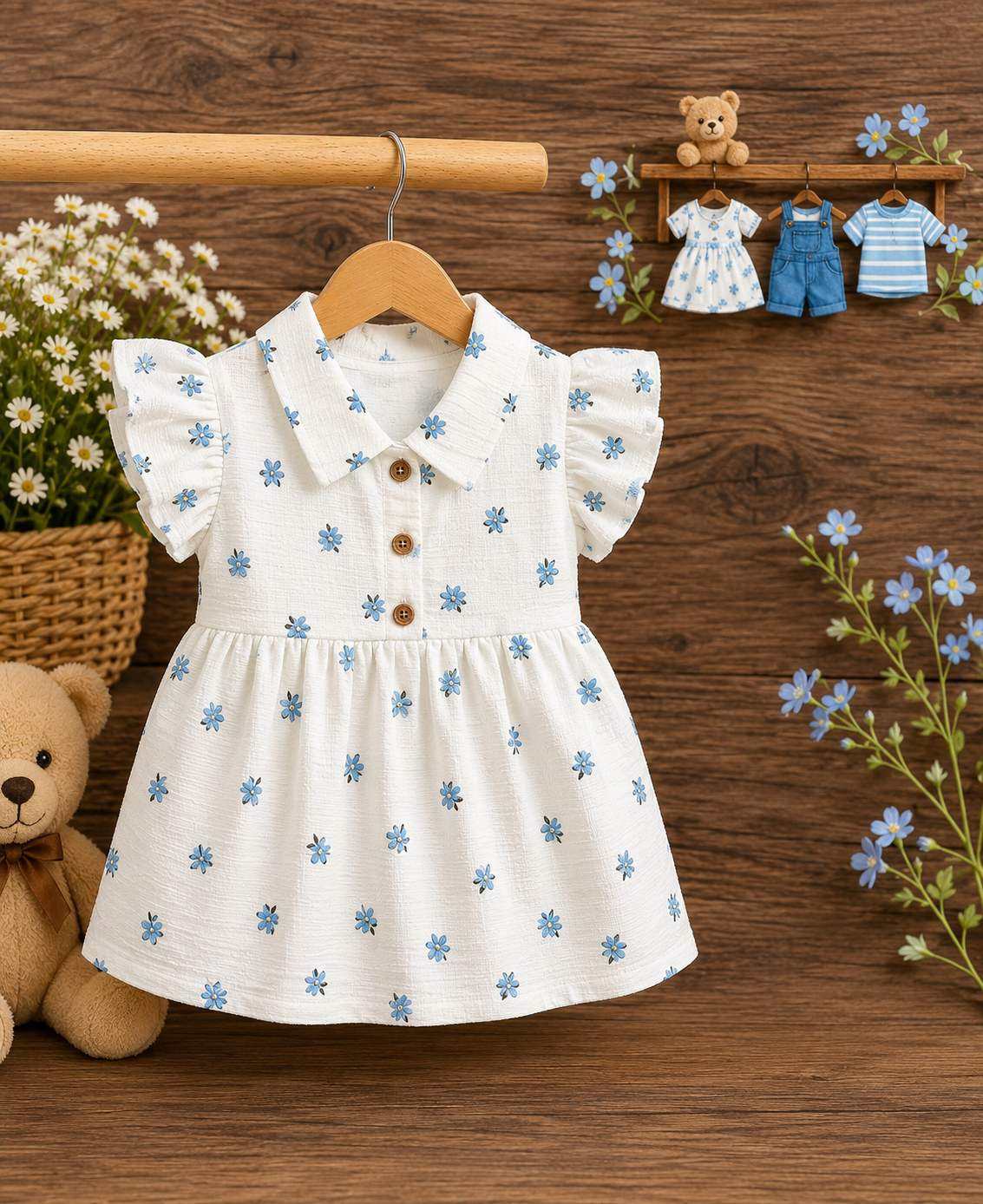 Blue Blossom Cotton Dress